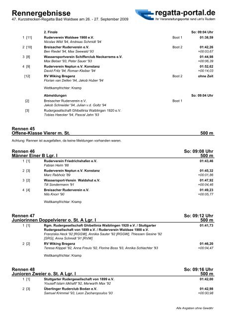 Rennergebnisse - Ruderclub Nürtingen e.V. 1921