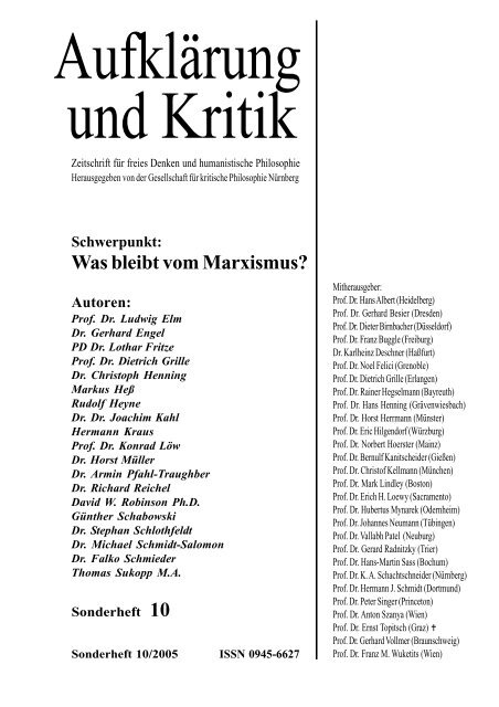 Was bleibt vom Marxismus? - Gesellschaft für kritische Philosophie