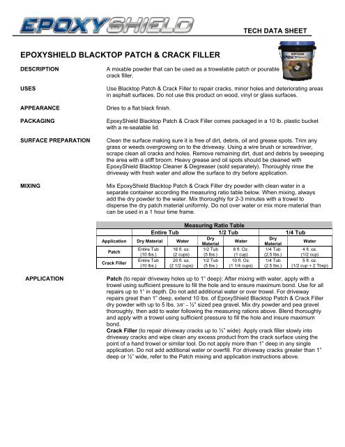 epoxyshield blacktop patch & crack filler - RustoleumIBG.Com