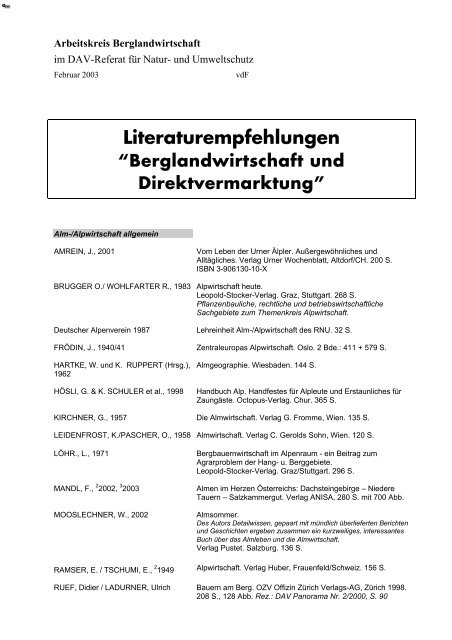 Literaturempfehlungen - DAV Sektion Alpen.Net
