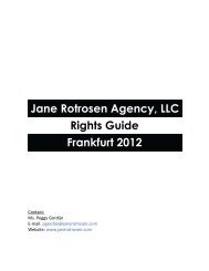 Frankfurt 2012 Rights Guide Jane Rotrosen Agency, LLC