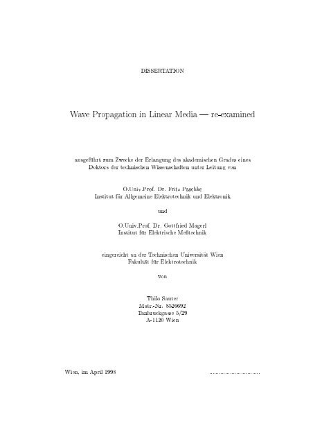 Wave Propagation in Linear Media | re-examined