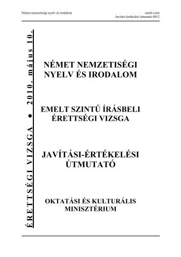 német nemzetiségi nyelv és irodalom javítási-értékelési útmutató