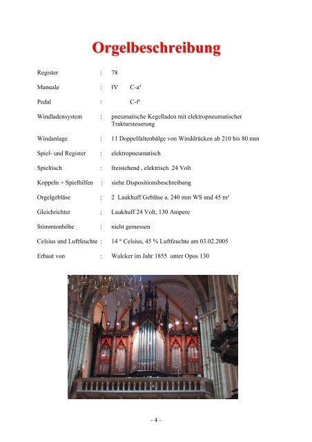 Orgel - Disposition - Walcker-Mayer