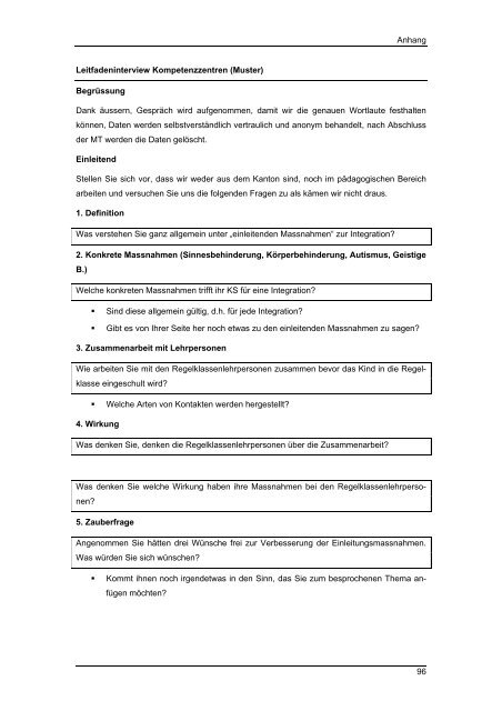 Masterarbeit Integrative Sonderschulung im Kanton ... - BSCW