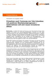 Primacom And Europe Online Joint Press Release