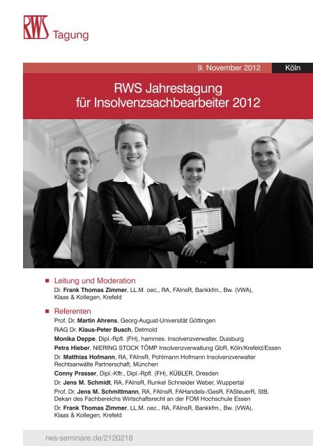 RWS Jahrestagung für Insolvenzsachbearbeiter 2012 - Runkel ...