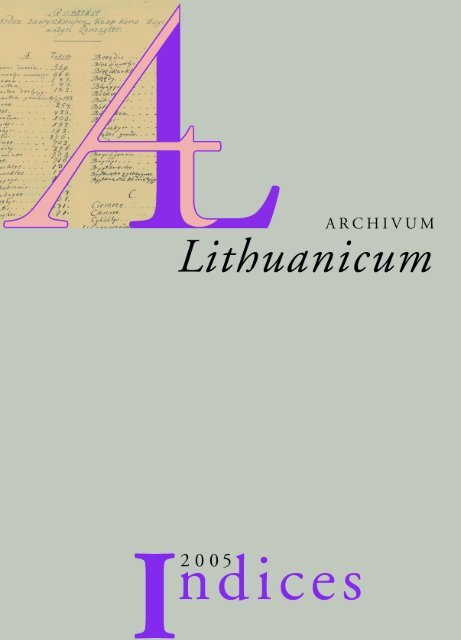 Archivum Lithuanicum - University of Illinois at Chicago