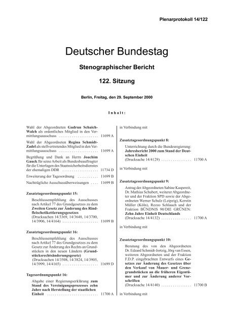 Stenographischer Bericht 122. Sitzung - Deutscher Bundestag