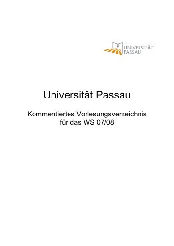 Kommentiertes Vorlesungsverzeichnis - Universität Passau