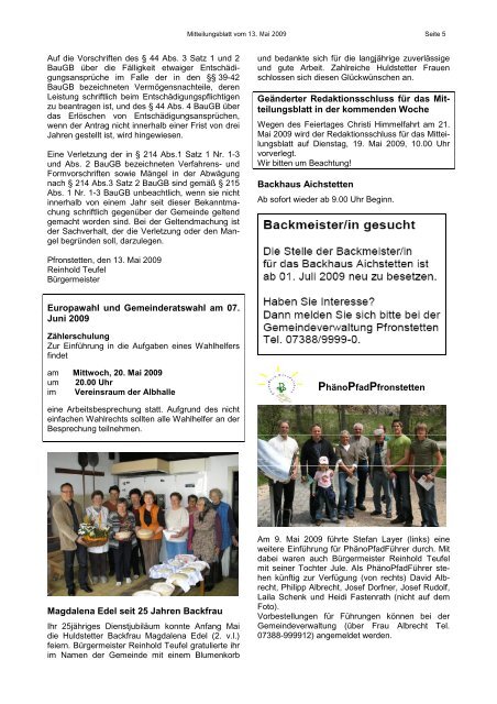 Mitteilungsblatt der Gemeinde Pfronstetten