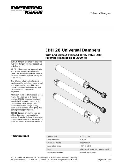 EDH 28 Universal Dampers - Dictator