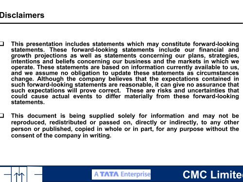 Presentation to Analysts - CMC Limited