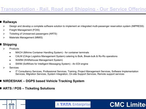 Presentation to Analysts - CMC Limited