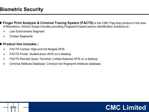 Presentation to Analysts - CMC Limited