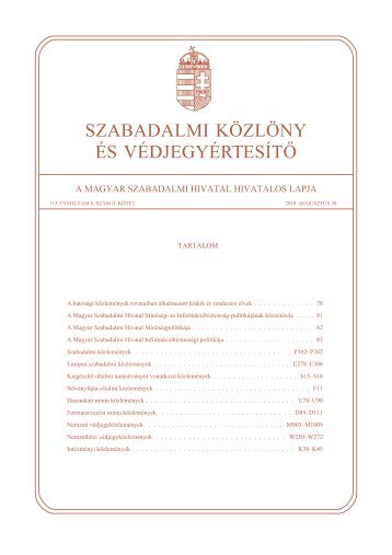 szabadalmi közlöny és védjegyértesítõ - Szellemi Tulajdon Nemzeti ...