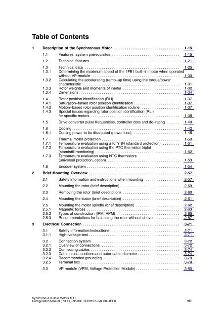 Configuration Manual, Synchronous Built-in Motors 1FE1 - Siemens ...