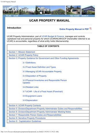 UCAR Property Manual - UCAR Finance & Administration