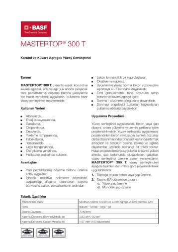 MASTERTOP® 300 T - BASF Yapı Kimyasalları'na Hoşgeldiniz