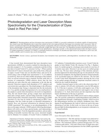 Photodegradation and laser desorption mass spectrometry ... - Library