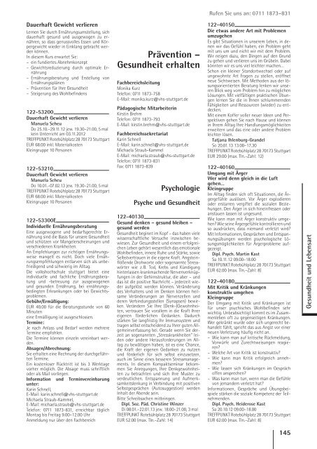 vhs das Programm 2 / 2012 - Volkshochschule Stuttgart