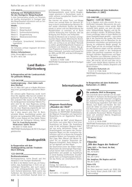 vhs das Programm 2 / 2012 - Volkshochschule Stuttgart