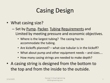 Casing Design Hand Calculation - George E King Engineering