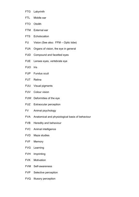 CLASSIFICATION LIST Subject Code Index - Web