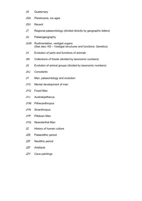 CLASSIFICATION LIST Subject Code Index - Web