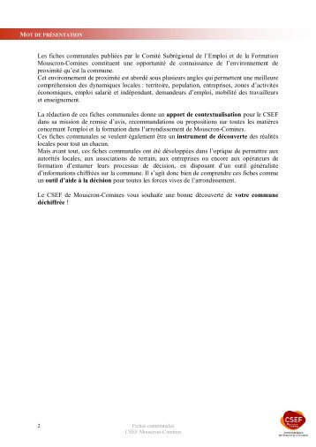 Fiche communale de Mouscron - CSEF