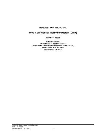 Web-Confidential Morbidity Report (CMR) - California Department of ...