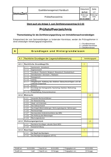 G-F-01 Prüfstoffverzeichnis - ImmoZert