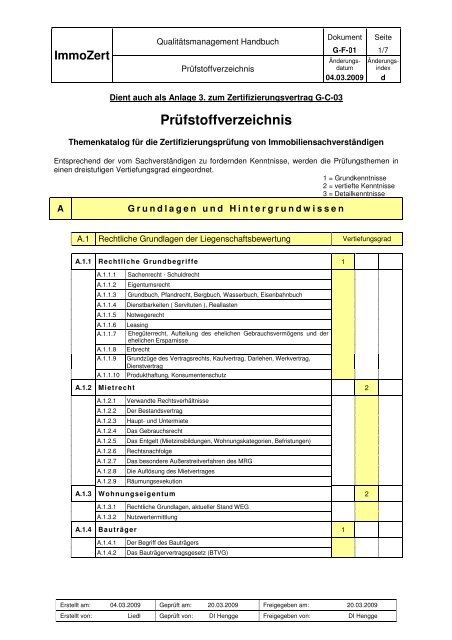 G-F-01 Prüfstoffverzeichnis - ImmoZert