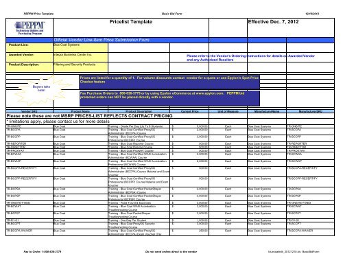 Current Price List (PDF) - Peppm