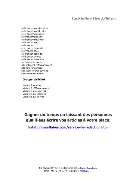 Voici une liste de 3118 mots clés que vous pouvez utiliser pour ...