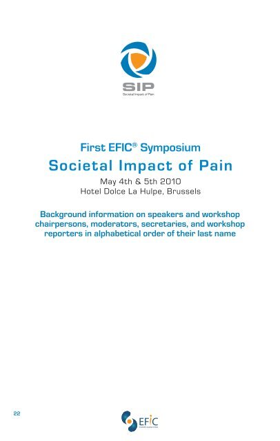 First EFIC® Symposium Societal Impact of Pain - SIP