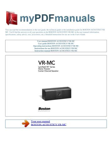 Boston Acoustics Vr 40 Specifications