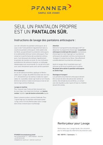 Instructions de lavage des pantalons anticoupure FR