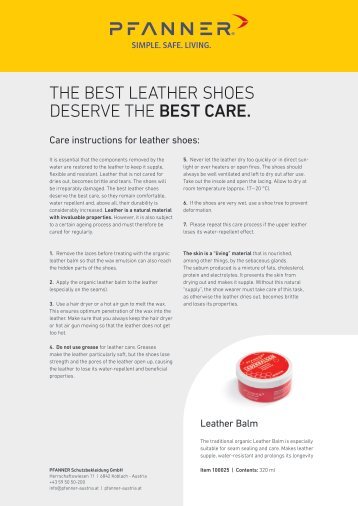 Care instructions for leather shoes EN