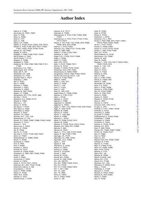 Author Index - European Heart Journal