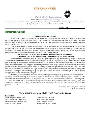 KOINONIA KRIER Central MN Newsletter Reflection Corner