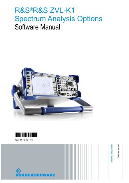 Software Manual for the R&S ZVL-K1 - Rohde & Schwarz