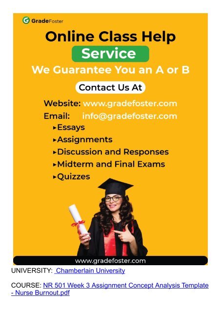 NR 501 Week 3 Assignment Concept Analysis Template Nurse Burnout