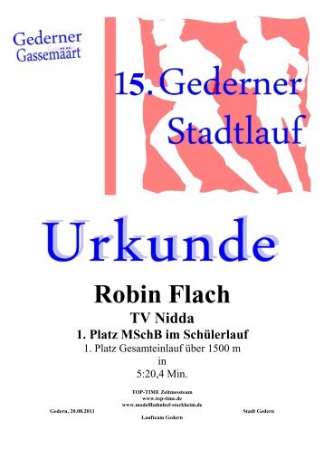 Urkunde Schüler-Gedern 2011 - Oberhessen Cup