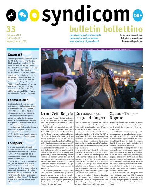syndicom Bulletin / bulletin / Bollettino 33