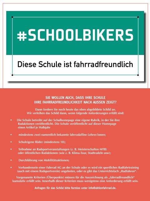 #schoolbikers - Magazin für schulisches Radfahren — Ausgabe 01/2023