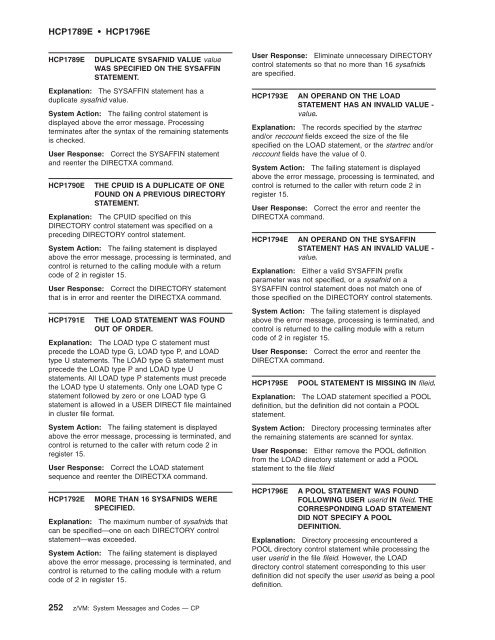 z/VM: System Messages and Codes Š CP - z/VM - IBM