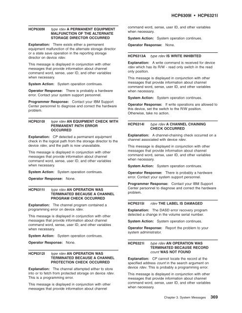 z/VM: System Messages and Codes Š CP - z/VM - IBM