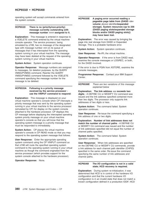 z/VM: System Messages and Codes Š CP - z/VM - IBM