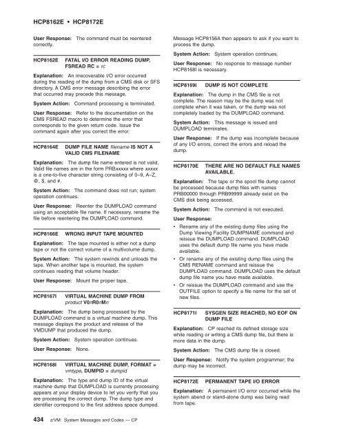 z/VM: System Messages and Codes Š CP - z/VM - IBM